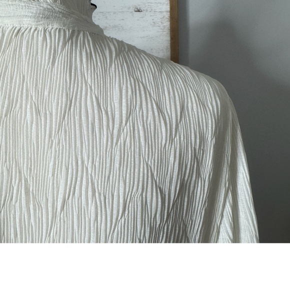 Tory Burch Dress Ivory Belted Long Sleeve Black Piping Detail Shirt Dress Sz 8 - Picture 6 of 14